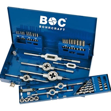 BOHRCRAFT set nareznih svrdla i nareznica HSS-G sa svrdlima M3 - M12 / 44tlg
